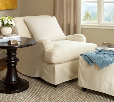 Carlisle Slipcovered Armchair, Down Blend Wrapped Cushions, Textured Twill Light Gray - Image 3