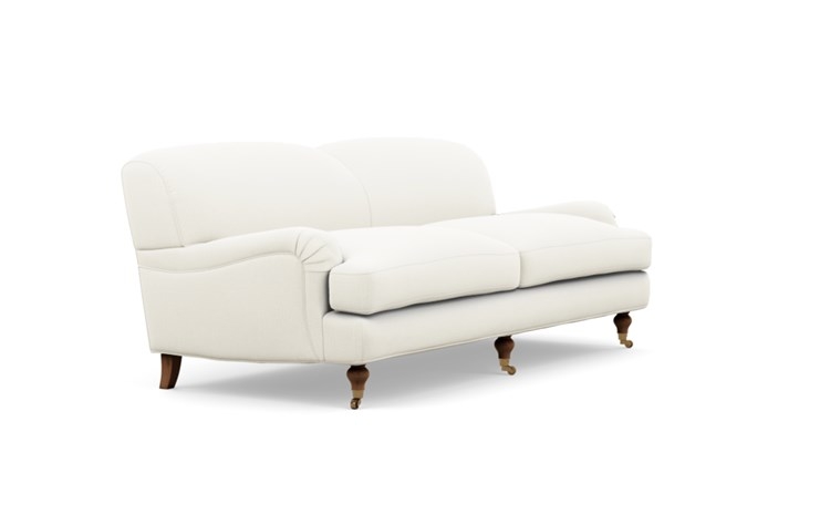 Rose by The Everygirl Sofa with White Ivory Fabric and Oiled Walnut with Brass Caster legs - Image 1