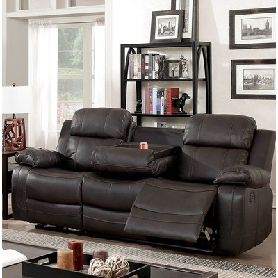 Helfrich Contemporary Sofa Leather Manual Wall Hugger Recliner - Image 0