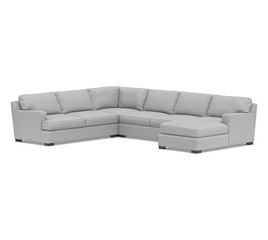 Townsend Square Arm Upholstered Left Arm 4-Piece Chaise Sectional, Polyester Wrapped Cushions, Brushed Crossweave Light Gray - Image 0