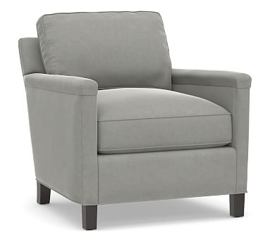 Tyler Square Arm Upholstered Armchair without Nailheads, Down Blend Wrapped Cushions, Performance Everydaysuede(TM) Metal Gray - Image 2