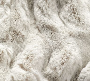 Faux Fur Ruched Throw, 50 x 60", Gray - Image 1