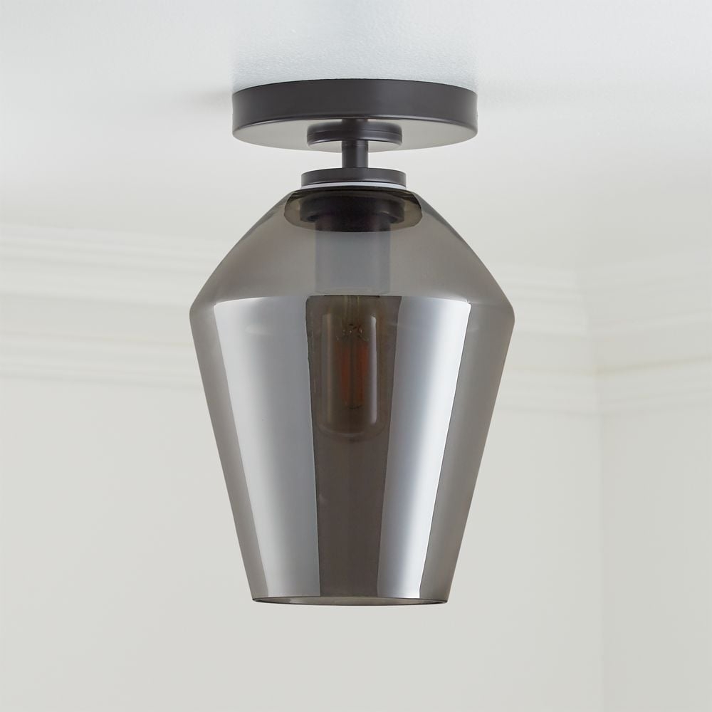 Arren Black Flush Mount Light with Silver Angled Shade - Image 0