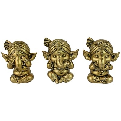 See-No Hear-No Speak-No Evil Lord Ganesha Figurine - Image 0