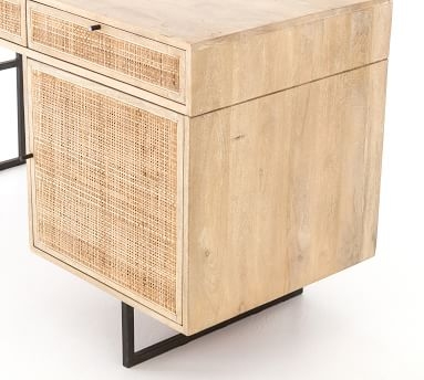 Dolores 60" Cane Desk with Drawers, Natural - Image 2