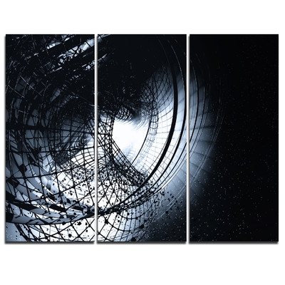 3D Abstract Art Black Spiral 3Piece Graphic Art on Wrapped Canvas Set - Image 0