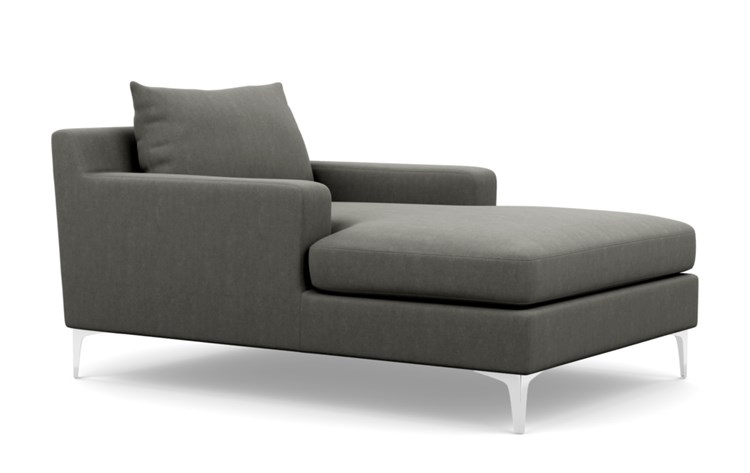 Sloan Chaise Chaise Lounge with Grey Tent Fabric, down alt. cushions, and Chrome Plated legs - Image 1