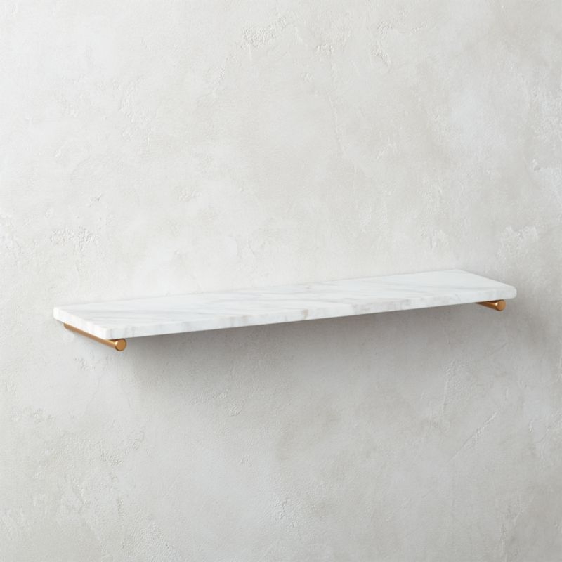 Small Brass and White Marble Shelf - Image 2
