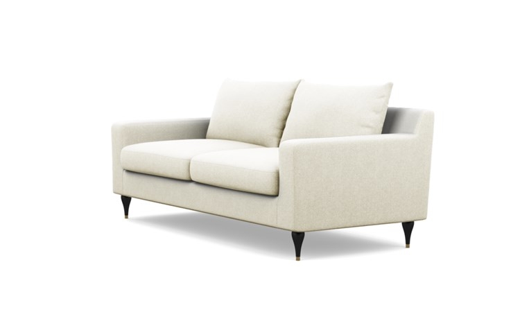 Sloan Sofa with Vanilla Fabric and Matte Black with Brass Cap legs - Image 4