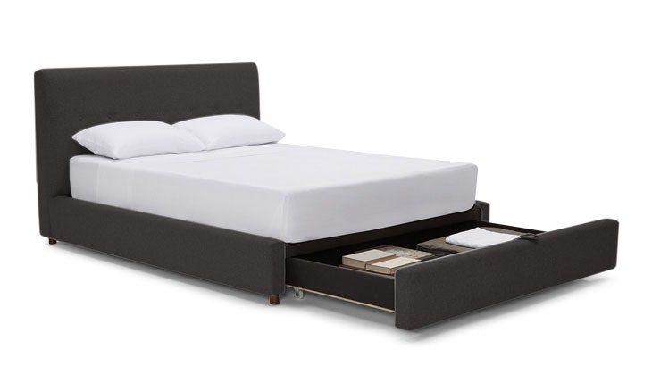 Gray Alvin Mid Century Modern Storage Bed - Caliber Sealskin - Coffee Bean - Cal King - Image 1