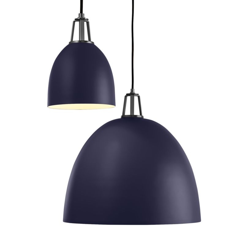 Maddox Navy Dome Pendant Large with Nickel Socket - Image 6