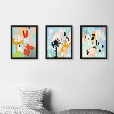 Abstract - 3 Piece Picture Frame Graphic Art Print Set on Canvas - Image 0