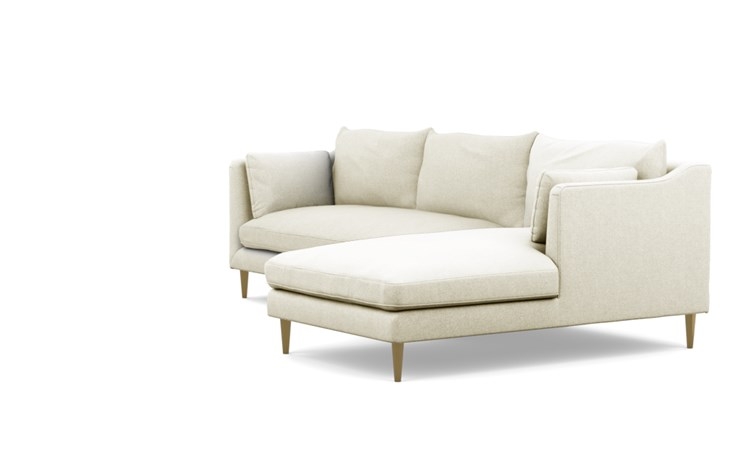 Caitlin by The Everygirl Right Sectional with White Vanilla Fabric and Brass Plated legs - Image 2