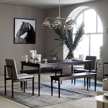 Framework Upholstered Dining Chair, Twill, Platinum, Dark Mineral - Image 4