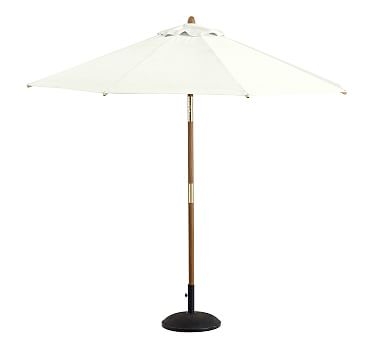 Premium 9' Round Umbrella with Teak Tilt Pole, Sunbrella(R) Natural - Image 0