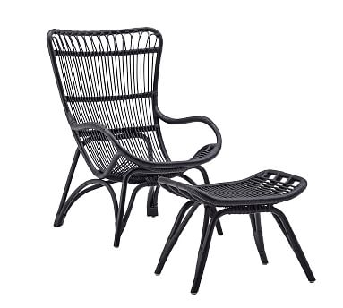 Sika Design Monet Rattan Chair and Ottoman, Black - Image 0