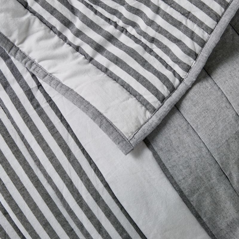 Lauro Full/Queen Grey Striped Quilt - Image 2