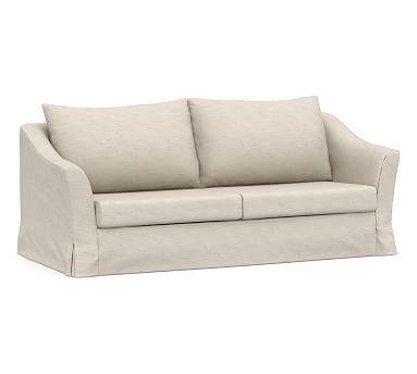 SoMa Brady Slope Arm Slipcovered Sofa, Polyester Wrapped Cushions, Performance Slub Cotton Stone - Image 2