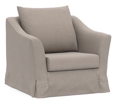 SoMa Brady Slope Arm Slipcovered Armchair, Polyester Wrapped Cushions, Performance Everydayvelvet(TM) Carbon - Image 0