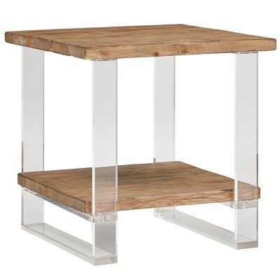 Leamon Reclaimed Wood and Acrylic End Table - Image 0
