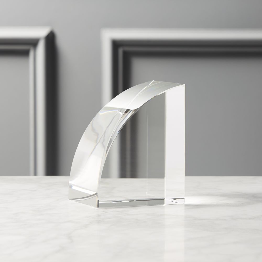 Modern Curved Crystal Glass Bookend - Image 2