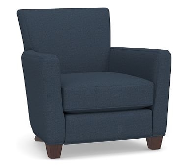 Irving Square Arm Upholstered Recliner, Polyester Wrapped Cushions, Brushed Crossweave Navy - Image 0