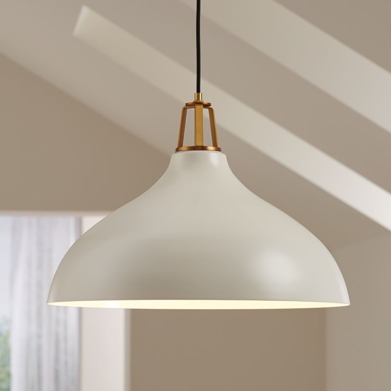 Maddox White Bell Large Pendant Light with Brass Socket - Image 4