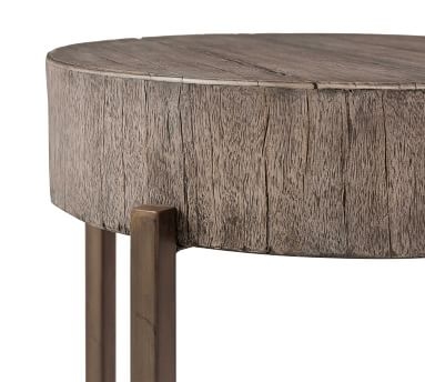 Fargo Round Reclaimed Wood End Table, Distressed Gray/Patina Copper - Image 3
