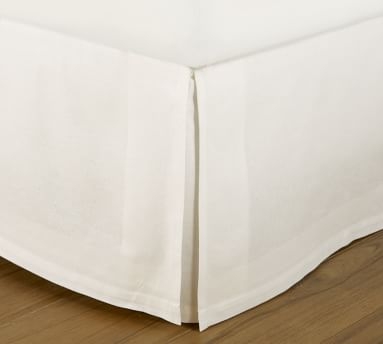 PB Essential Cotton &amp; Linen Bed Skirt, 14" Drop, Full, White - Image 1