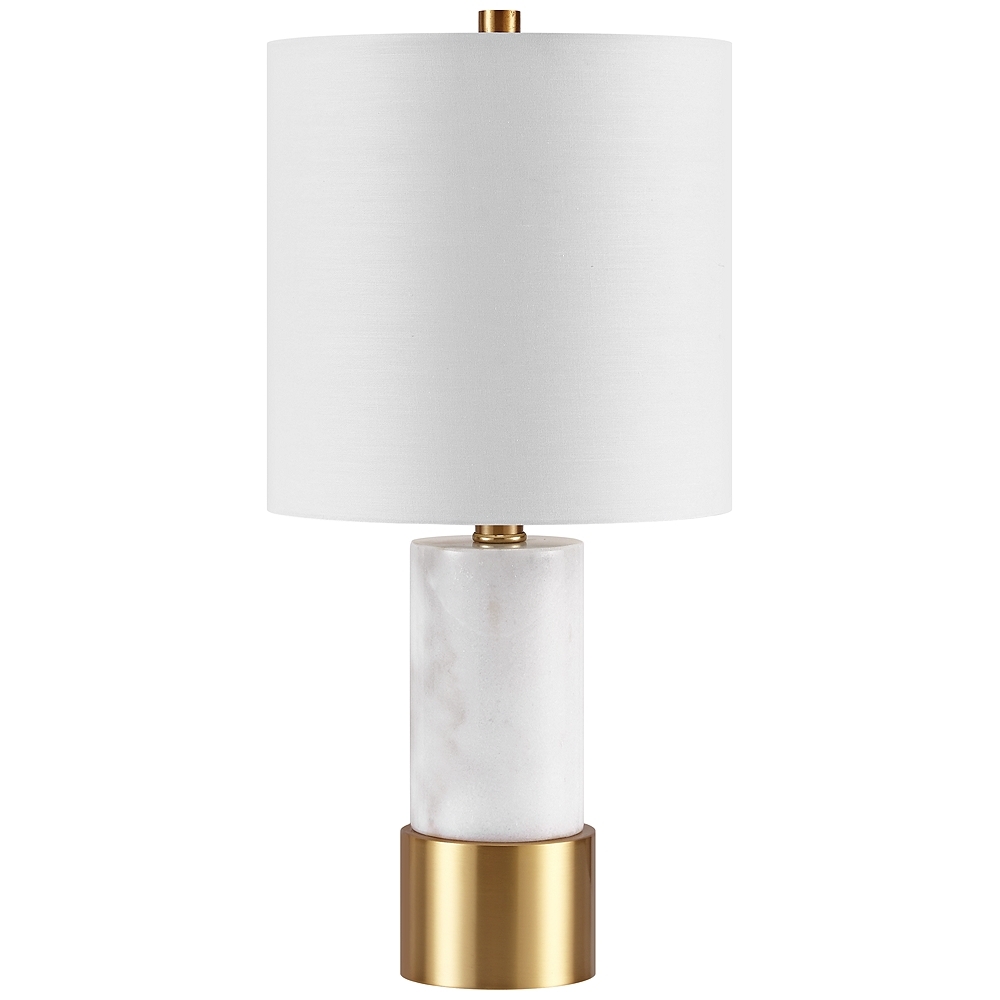 Paige White Marble with Brass Base Accent Table Lamp - Style # 62V99 - Image 0