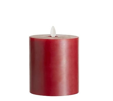 Premium Flickering Flameless Wax Pillar Candle, 4"x4.5" - Red - Image 0
