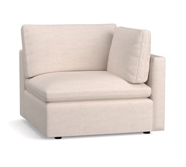 Bolinas Upholstered Armless Chair, Down Blend Wrapped Cushions, Performance Heathered Tweed Pebble - Image 3