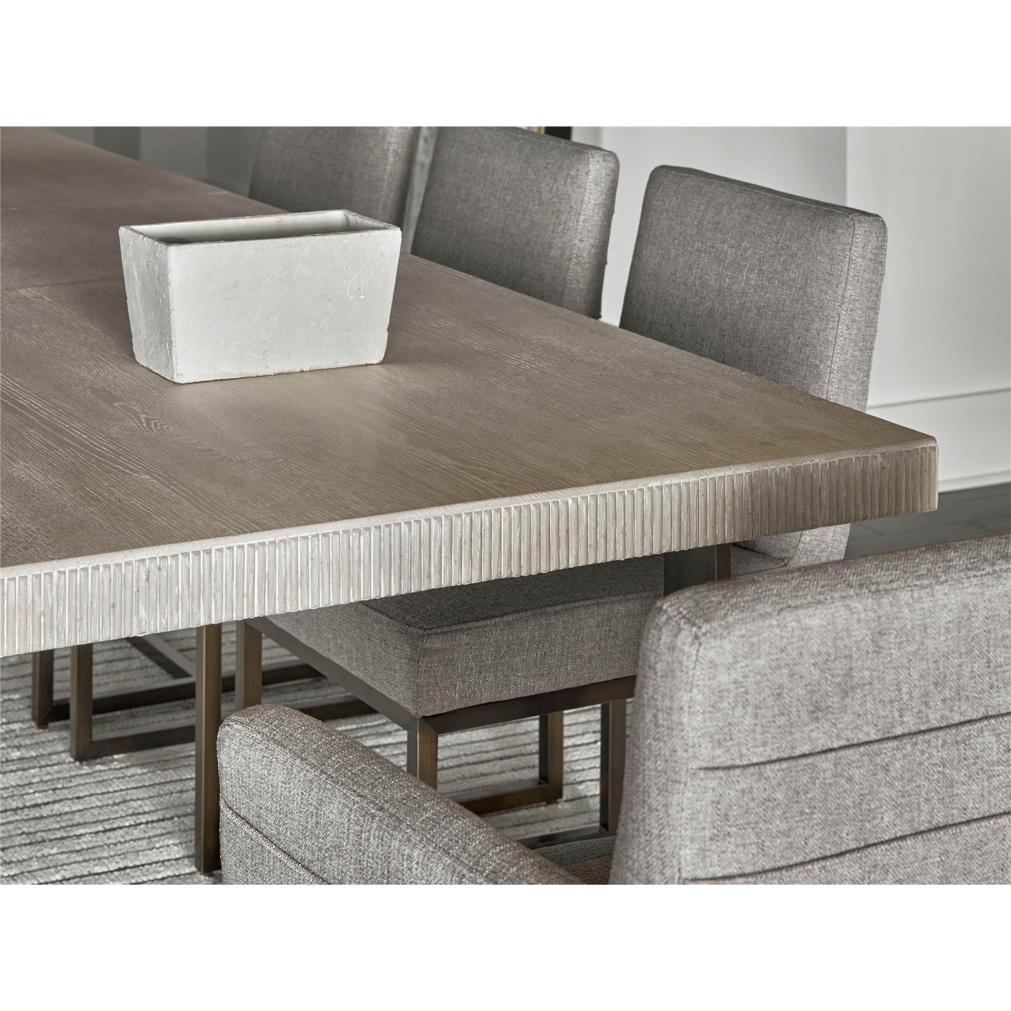 John Modern Classic Ivory Wood Top Bronze Metal Extendable Dining Table - Image 2