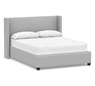 Elliot Shelter Upholstered Bed, King, Brushed Crossweave Light Gray - Image 0