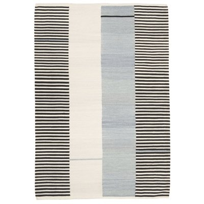 Aryn Stripe Wool Slate Area Rug - Image 0