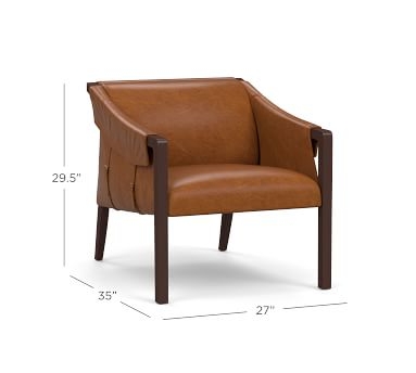 Kent Leather Armchair, Polyester Wrapped Cushions, Nubuck Cocoa - Image 5