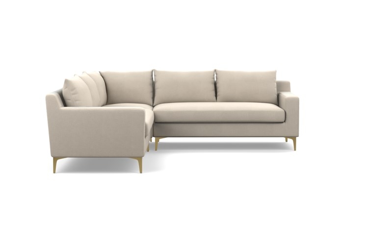Sloan Corner Sectional with Natural Fabric and Brass Plated legs - Image 2