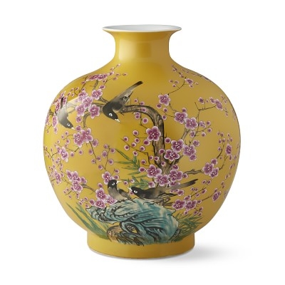 Yellow Hummingbird Ginger Jar Pom Vase - Image 0