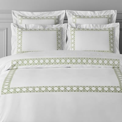 Cane Embroidery Bedding, Duvet, King, Green - Image 0