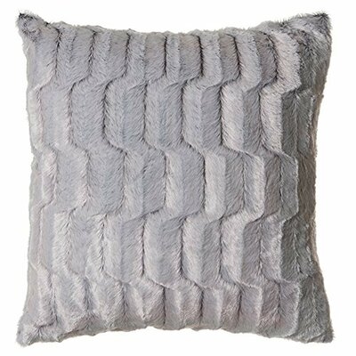 Ainsley Faux Fur Throw Pillow 18"x18" With Insert, Modern Grey Plush Rabbit - Image 0