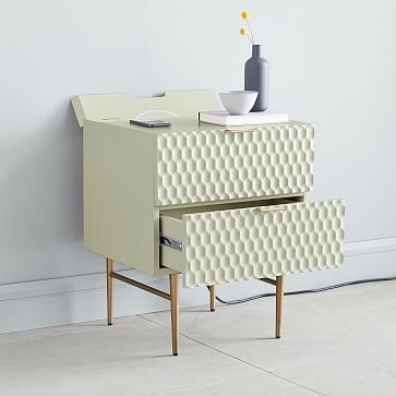Audrey Charging Nightstand, Parchment - Image 1