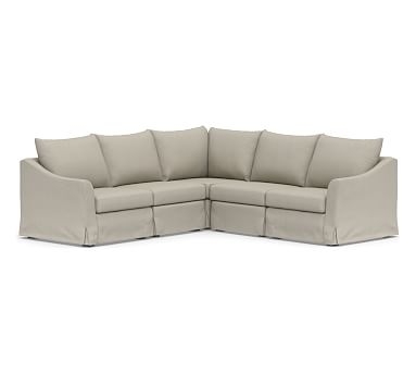 SoMa Brady Slope Arm Slipcovered 5-Piece L-Shaped Sectional, Polyester Wrapped Cushions, Sunbrella(R) Performance Boss Herringbone Pebble - Image 0