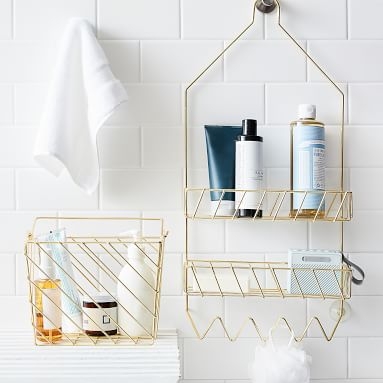 Wire Fixed Shower Caddy, Gold - Image 1