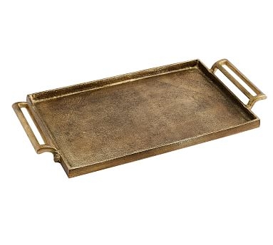 Metal Decorative Tray, Rectangle, Small, Gold - Image 0