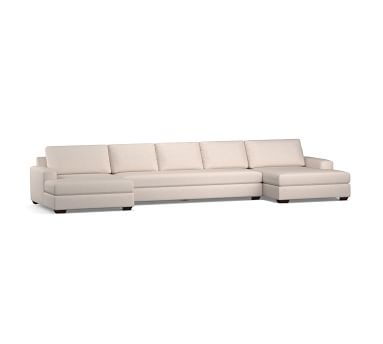 Big Sur Square Arm Upholstered U-Chaise Loveseat Sectional, Down Blend Wrapped Cushions, Performance Heathered Tweed Desert - Image 4