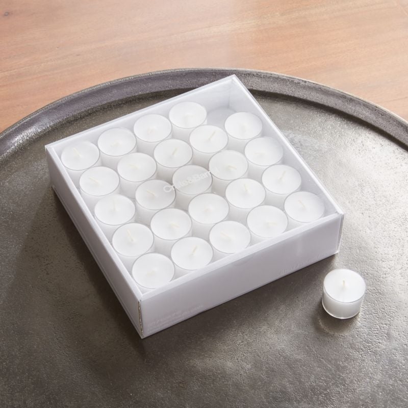 White Clear-Cupped 8-Hour Tealights, Set of 50 - Image 1