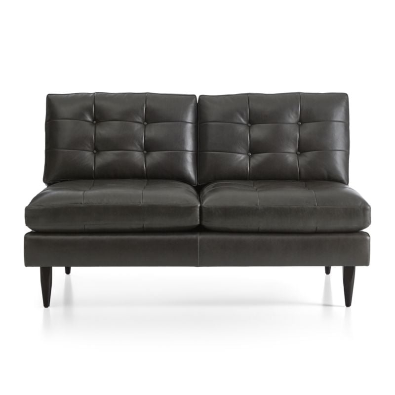 Petrie Leather Midcentury Armless Loveseat - Image 1