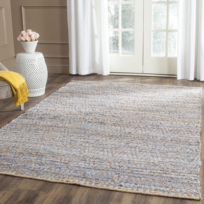 Arria Hand-Woven Natural/Blue Jute Area Rug - 6x9 - Image 0