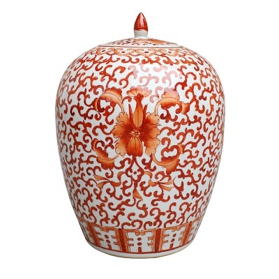 Twisted Lotus Ginger Jar, Coral - Image 0