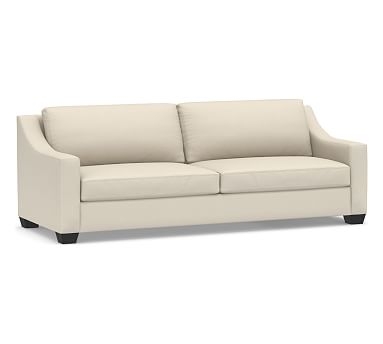 York Slope Arm Upholstered Grand Sofa 95", Down Blend Wrapped Cushions, Performance Brushed Basketweave Ivory - Image 0